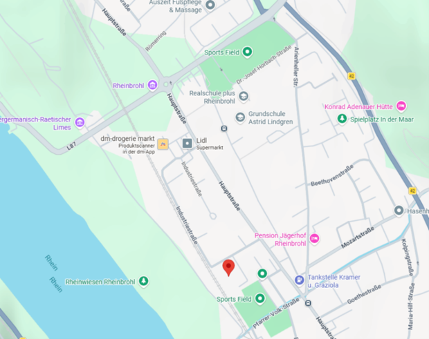 Lagebeschreibung Gewerbestandort Industriestrasse Rheinbrohl