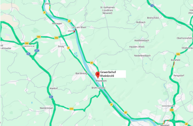 Karte Gewerbestandort Industriestraße Rheinbrohl